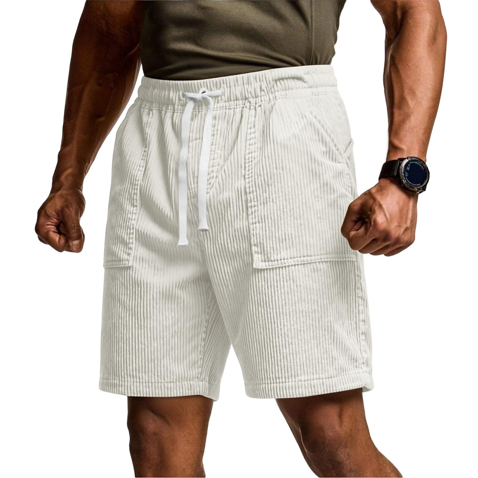 

Men s -color Casual Corduroy Loose Five-inch Length Shorts - Men s Comfortable Sports Shorts XL білий