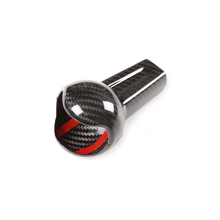 Carbon Fiber Gear Shift Knob Cover Auto Interior Accessories Decorative Trim for Ford Mustang 2015-2016 Black/Red Lightweight