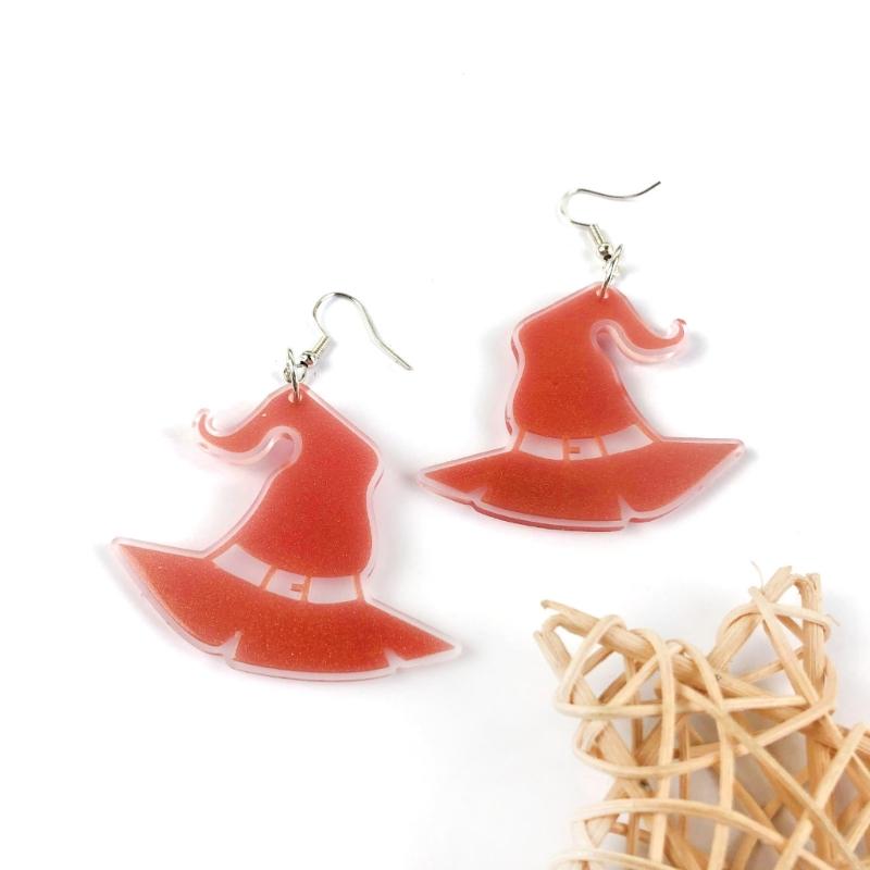 Halloween Geometric Witch Hat Earring Epoxy Resin Silicone Mold Luggage Bag Tags Casting Molds with Hole for DIY Crafts