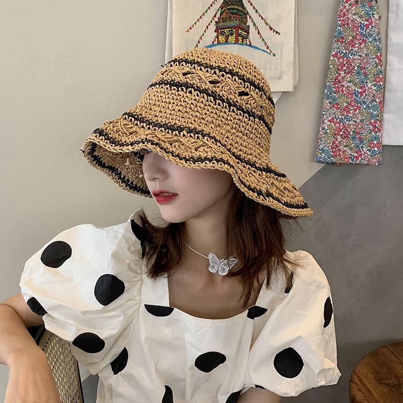 Summer Hat Women Straw Sun Hat Big Wide Brim Sunshade Folding Sunhat Korean Style Sunscreen Beach Accessories Sunhat Bucket Hat