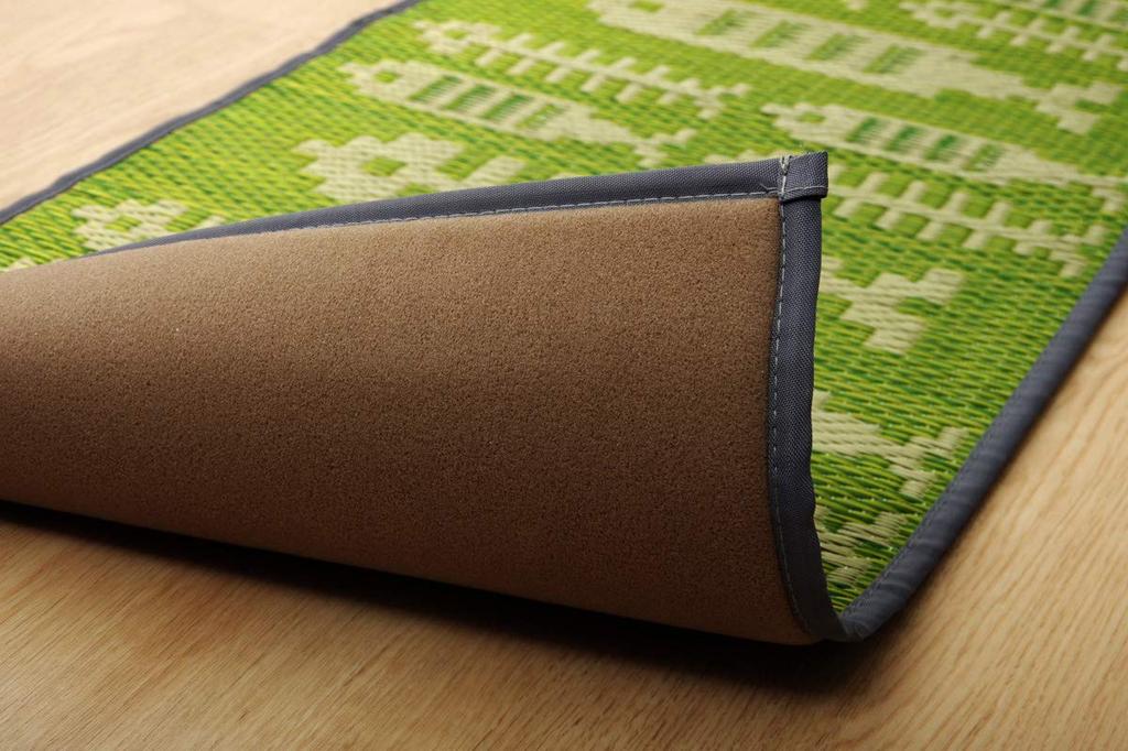 IKEHIKO Igusa Tatami Mat, Igusa Kitchen Mat, Fish Design, Approx. 60 x 240cm, Green, Made with Japanese Igusa Grass, Non-Slip, Simple Design #8240270