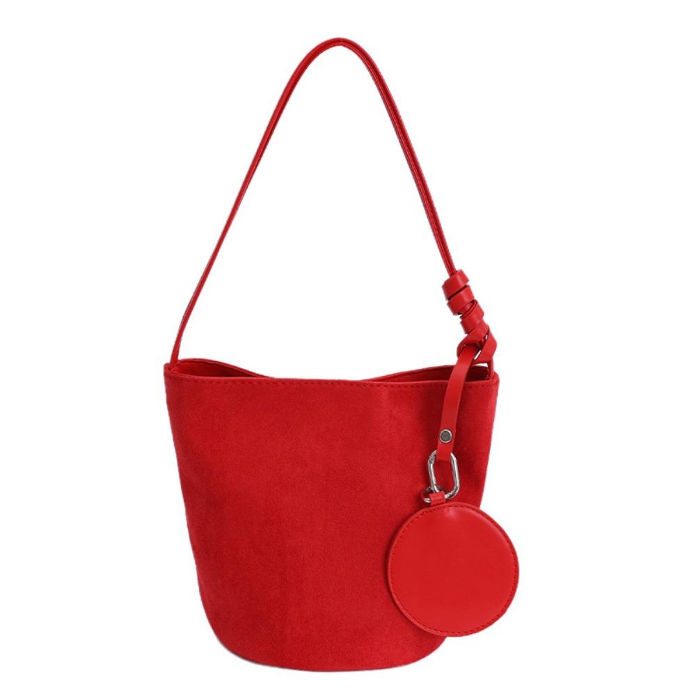 with Round Pendant Slouchy Hobo Bags Shoulder Bag Solid Color Tote Bag  Summer