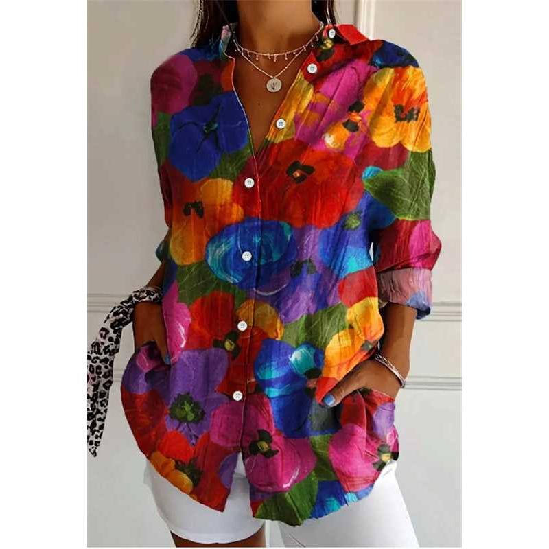 3D Abstract Pattern Women's Long Shirt with Drop Shoulder Sleeves