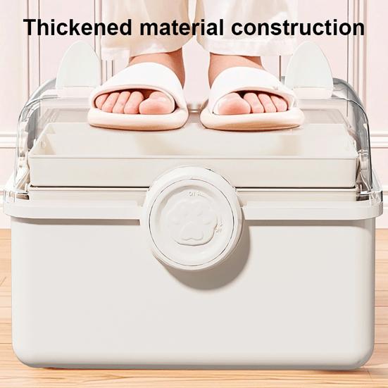 Household Medicine Storage Box with Safety Lock And Transparent Top Cover