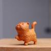 Cypress Wood Carving: Arrogant Cat Ornament – Cute Animal Design with Childlike Charm for Cultural Display