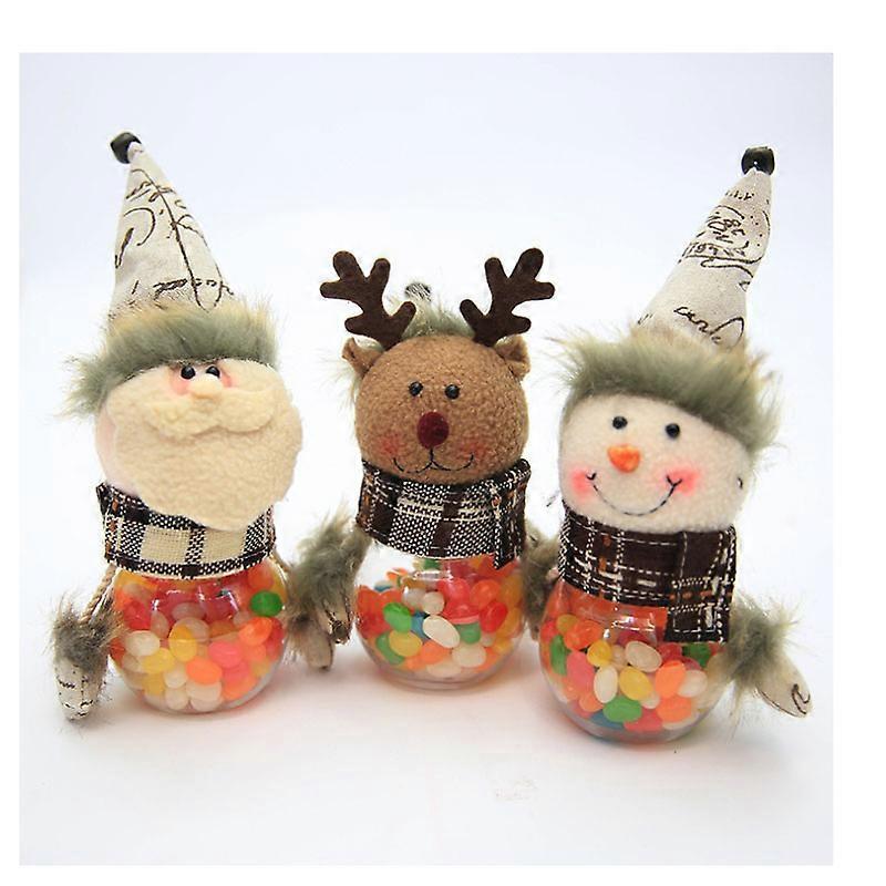3Pcs Christmas Candy Box Jars Toy Tabletop Decoration for Office Cafe Bedroom