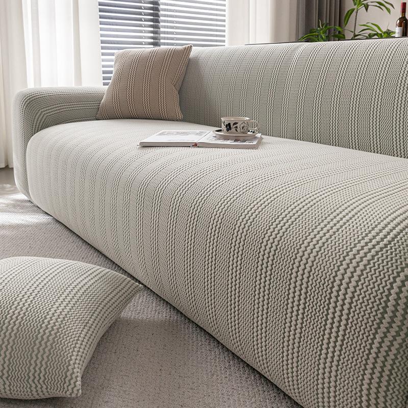 New Polar Fleece Retro Style Striped Elastic Sofa Cover Four Seasons Anti Slip Universal Cover Sofa Cover