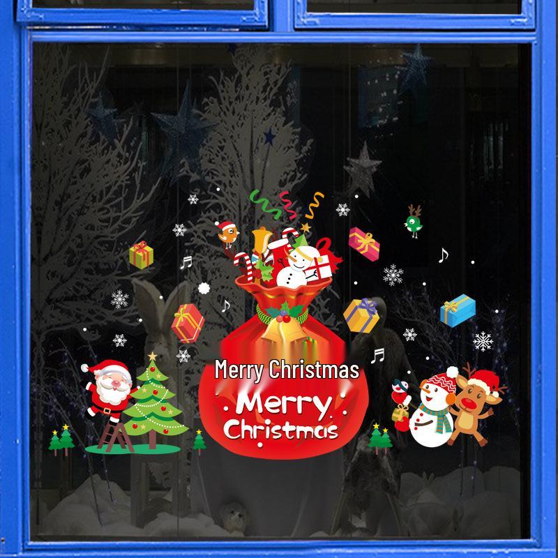 2025 Weihnachten Weihnachtsmann & Schneemann Glastür Wandaufkleber