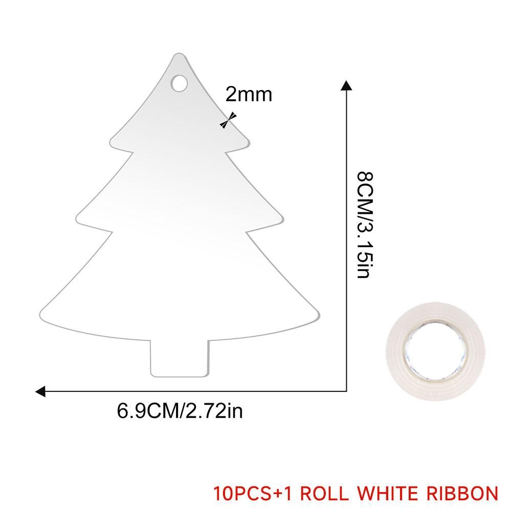 10PCS Transparent Acrylic Christmas Decoration Snowflake Drilled Holes Blank Acrylic DIY Painting Christmas Tree Pendant
