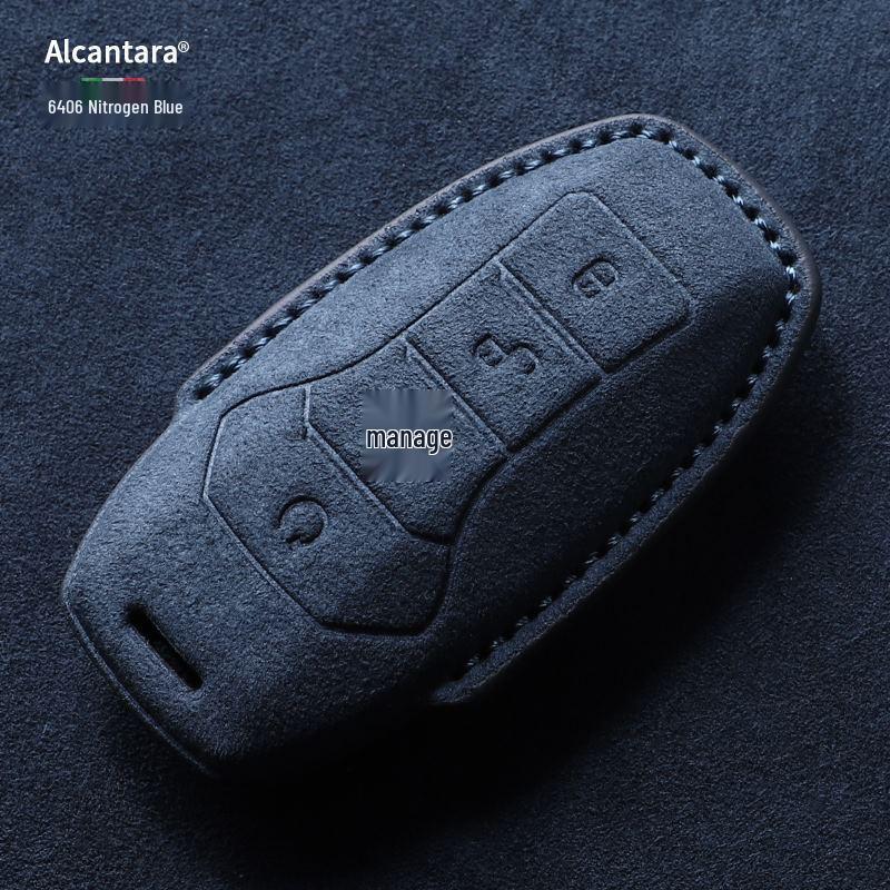 Full-Coverage Suede Key Case for BYD D9, N7, N8, and X with Side Snap Button