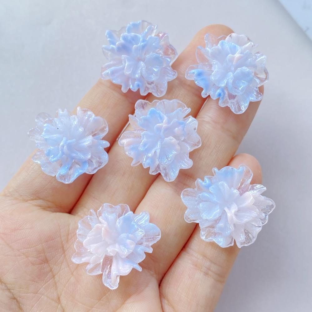 22mm Resin Colorful Gradual Candy Color Lotus Flat Back Flower Rhinestones Figurines Scrapbook Ornaments DIY Bow Clothing Crafts