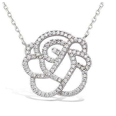 [N5393] - Silver Necklace 'Rosa Romantica' Silver-white (rhodium-plated) - 20 Mm