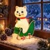 Christmas Cat Night Light Sleigh Light Synthetic Resin Decorative LED Indoor Party Decor USB Powered Lighted Figurine for Festive Holiday Cute Animal