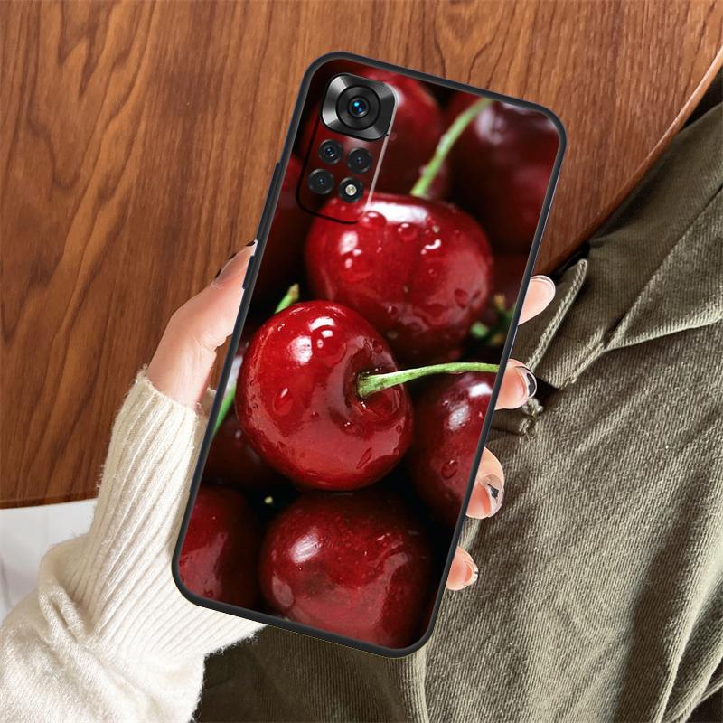 Food Fruit Red Cherry Case For Xiaomi Redmi Note 14 Pro 13 12 11 10 15 Pro Plus Redmi 15 C 13 10C 12C 14C 13C Cover