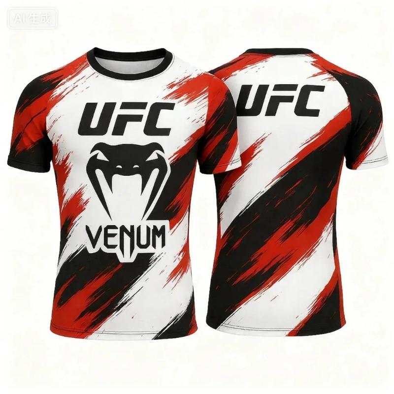 T-shirt da uomo Moda Asciugatura rapida Casual Traspirante Girocollo Manica corta Top Estate UFC Boxe Competizione di combattimento