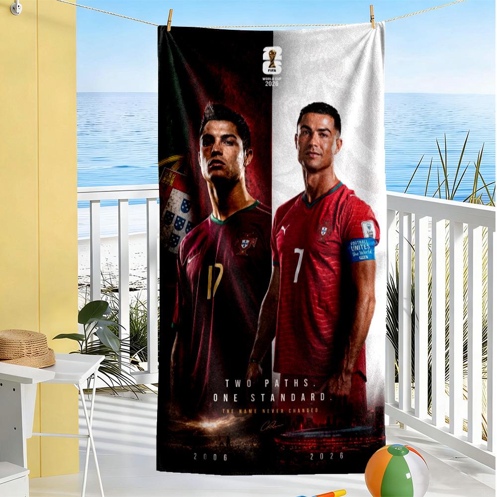 Ronaldo's Legacy Soccer Beach Towel Super Soft Microfiber Quickdry Fabric Comfortable Lightweight Perfect for Traveling Yoga Camping and Swimming