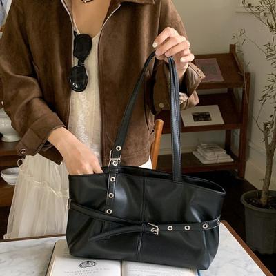 Borsa da Sotto Braccio, Borsa Tote Versatile di Grande Capacità per Pendolari, Borsa a Spalla in Stile Motociclistico