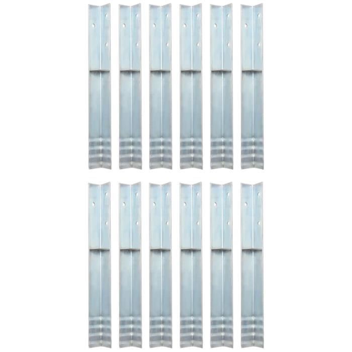 Piquet de sol - vidaXL - L 12 pcs - Acier galvanisé - 5 x 5 x 50 cm - Durable