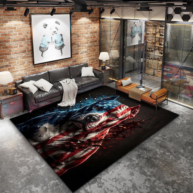 American flag  animals Pattern Square Carpet,Area Rug,Carpet Rug for Living Room Bedroom Sofa Playroom Decor,Non-slip Floor Mat,Holiday Birthday Gifts