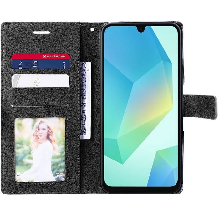 Coque de protection - BOOLING - pour Samsung Galaxy A16 4G/5G - Rabat en simili cuir - Antichoc - Bleu Marine