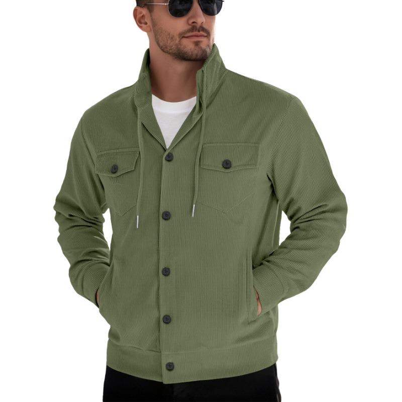 

Corduroy Pocket Buttoned Cardigan Long Sleeve Casual Sports Coat Lapel Fitted Jacket XXXL армія зелений колір