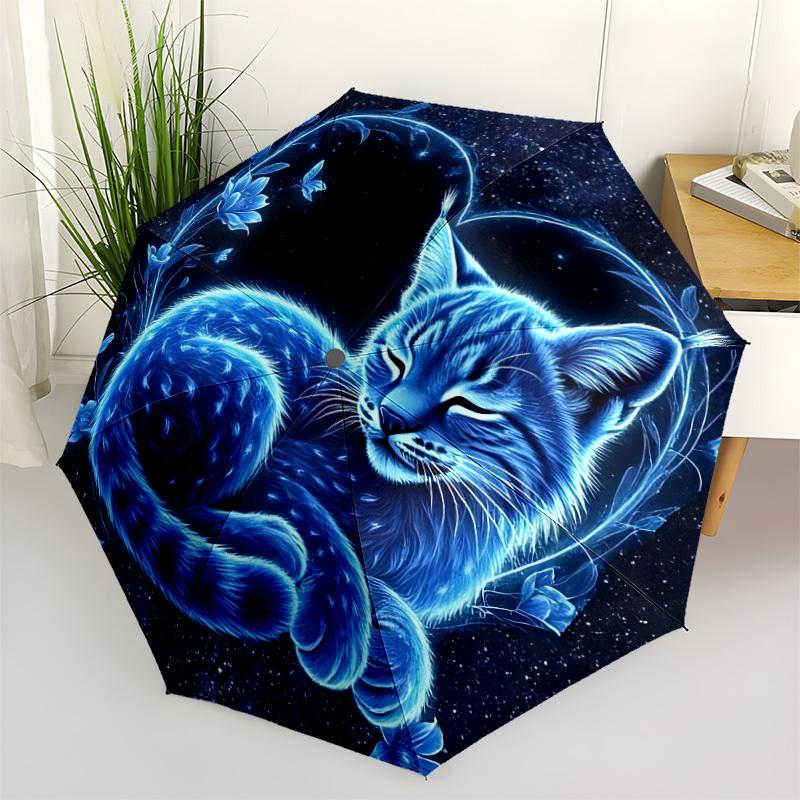 1pc Cat Dreamscape Automatic Open/Close Umbrella with Folding feature Compact Travel Umbrella, Lightweight design, for Commuting136