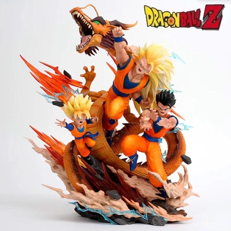 

28cm Goku Gohan Goten Anime Figure Gk Dragon Fist Figures Super Saiyan 3 Ornament Statue Model Christmas Toys Gifts