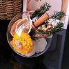 Natural Crystal Aroma Diffuser Stone Set: Clear Glass Jar with White Salt Pendant & Decorative Demagnetizing Bowl.