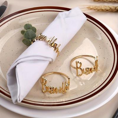 1 Satz/6 Stück Metall Serviettenringe, Party Tisch Valentinstag Dekorationen, Monogrammierte Serviettenringe, Restaurant Serviettenhalter, Hotel Hochzeits-Serviettenringe