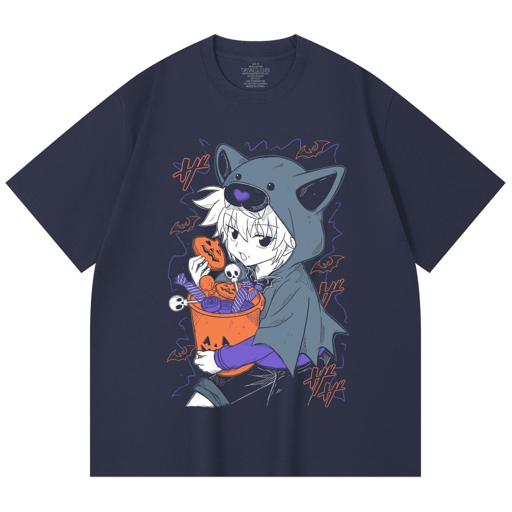 230 Gsm 100% Cotton HXH V10 Killua Halloween Print Unisex Heavy Cotton T Shirt