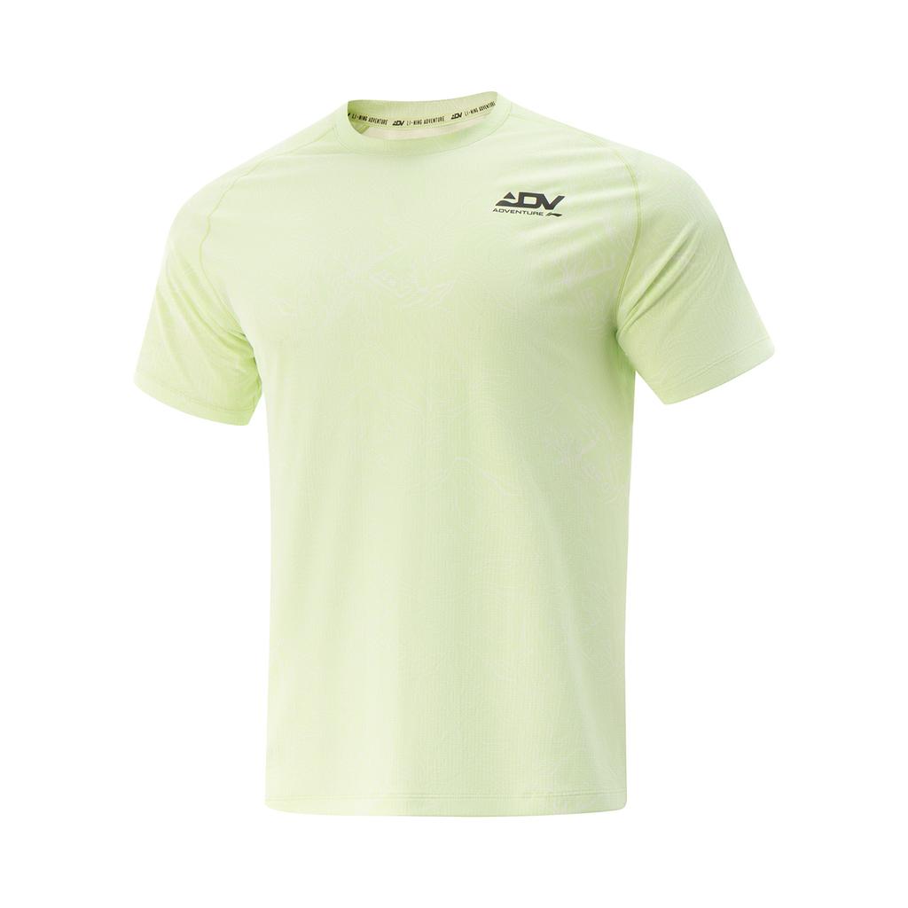 Li-Ning Breathable All-Over Print Letter Round Neck T-Shirt Men Tops Spirit-Green ATSV373-9