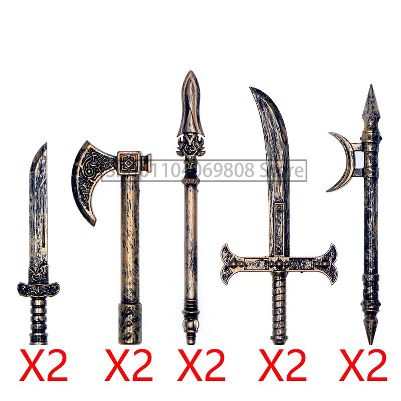 MOC Military Building Blocks Medieval Soldiers Knight Figures Weapons Accessories Witc Hat Helmet Shield Spear DIY Brick Toy T10