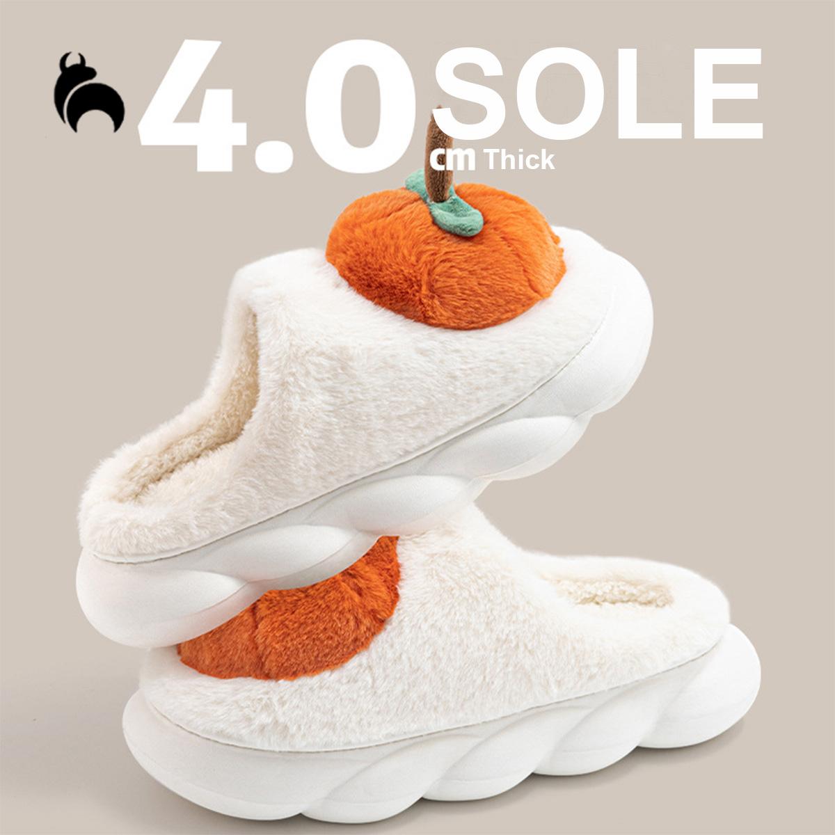 

Mo Dou, зимние хлопковые тапочки с рисунком тыквы, хлопковые тапочки на толстой подошве, теплые нескользящие домашние хлопковые тапочки на мягкой подошве