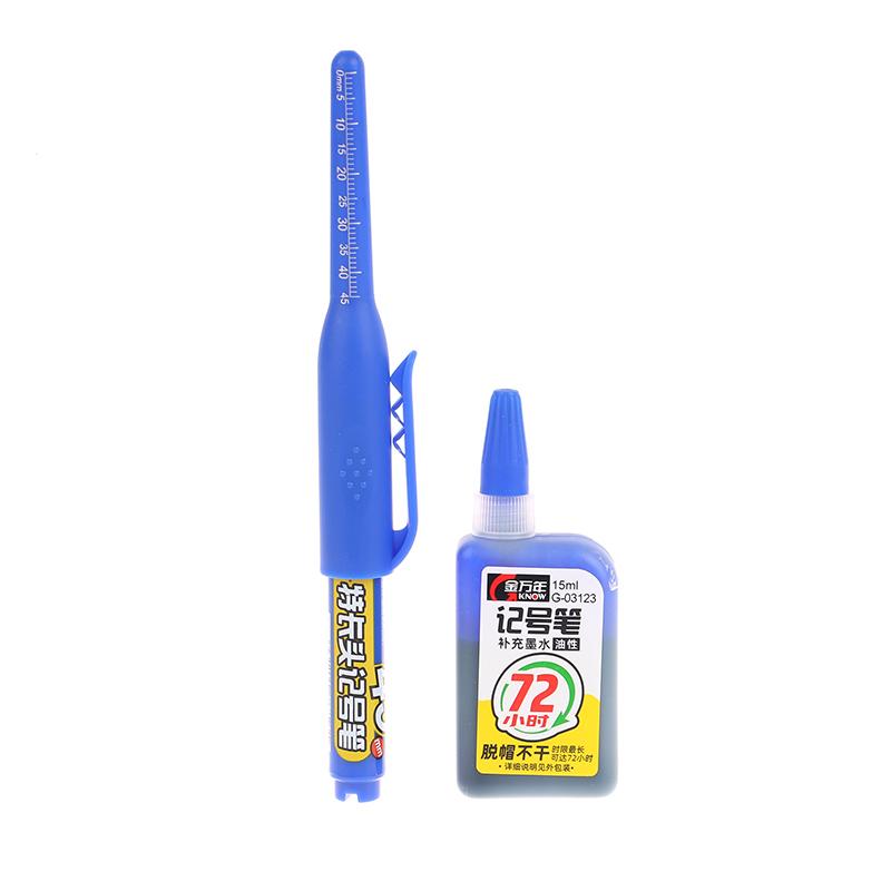45Mm Deep Hole Marker Pens Long Nib Head Carpenter Pen Black/Blue/Red Ink Waterproof For Measuring Woodworking Hand Tools