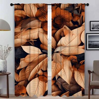 Window Curtain for Room 2 Panel Leaf Down Partition Home Interior Curtains Shades Halloween Decoration Tulle for Bedroom Living