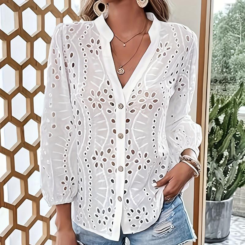 

Модная белая блузка с V-образным вырезом, женская, с длинным рукавом, весенняя, винтажная, повседневная, женская, элегантная, с узким воротником-стойкой, элегантная рубашка 25872 XXL белый