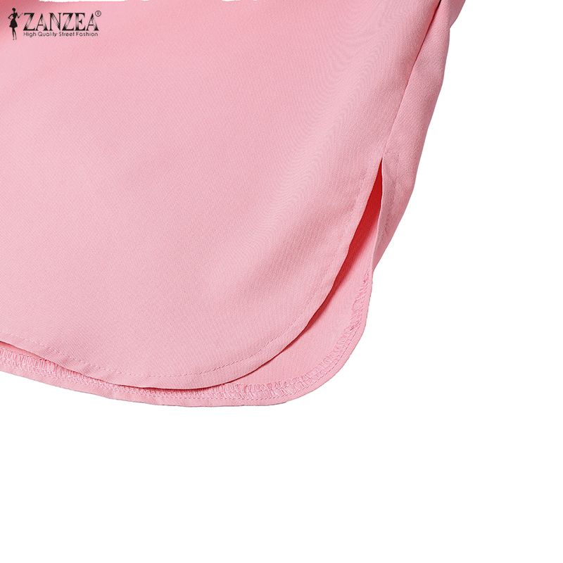 ZANZEA Rochie cămașă lungă, cu mânecă lungă, cu guler răsturnat pentru femei