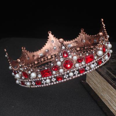 Frauen Neu Barock Großer Kristall Blumenkrone Für Könige Königinnen Diademe Schönheitswettbewerb Braut Hochzeit Haarschmuck Accessoires