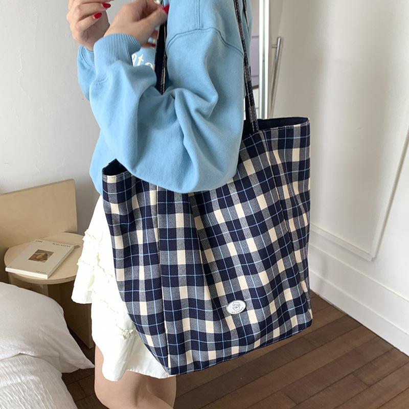 Сумка на одно плечо, Женская модная и непринужденная сумка в стиле кэжуал, Сумка-тоут для通勤 большого объема тёмно-синий