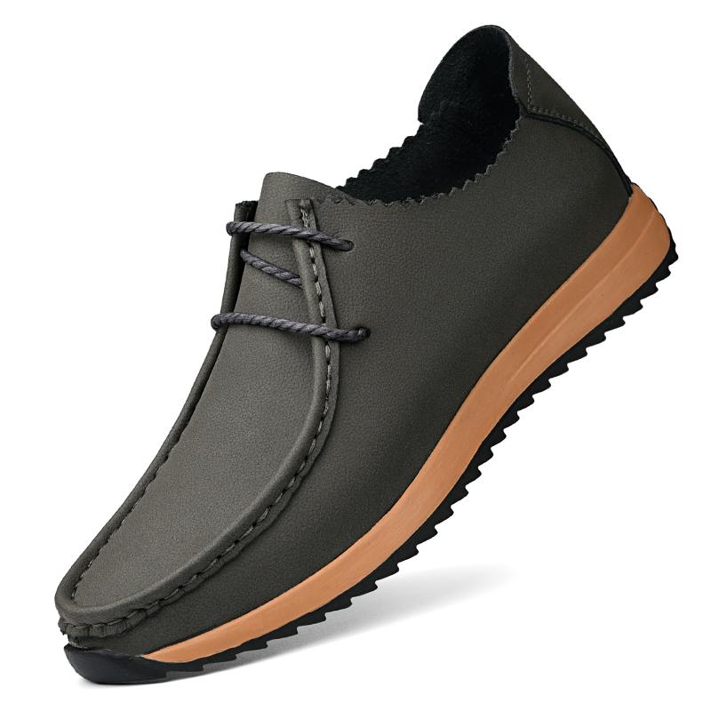 Fashion Luxury Brand Men Genuine Leather Casual Business Shoes Soft Sole Lace-up Casual Leather Walking Shoes Lightweight Outdoor Shoes