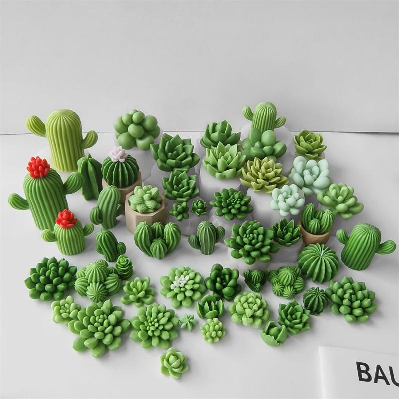 3D Silicone Candle Soap Mold Cactus Succulents Plaster Cement Mold Home Decoration DIY Aromatherapy Wedding Gifts silicone molds