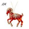 Christmas Tree Decoration Acrylic Goat Pendant, Decorative Hanging Ornament with Xmas Pendant Rhinestone, Golden Cord for New Year Party Unique
