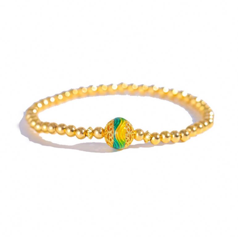 Ancient Enamel Thousand-Li Landscape Suit Gold National Fashion Bracelet Female Elegant Necklace Live Streaming Shake Fast