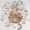 18/48Pcs/Lot  Zinc Alloy Antique Silvery Star Moon Pendant Personality DIY Earrings Pendant for Hand Chain Necklace Mardi Gras Day Ramadan