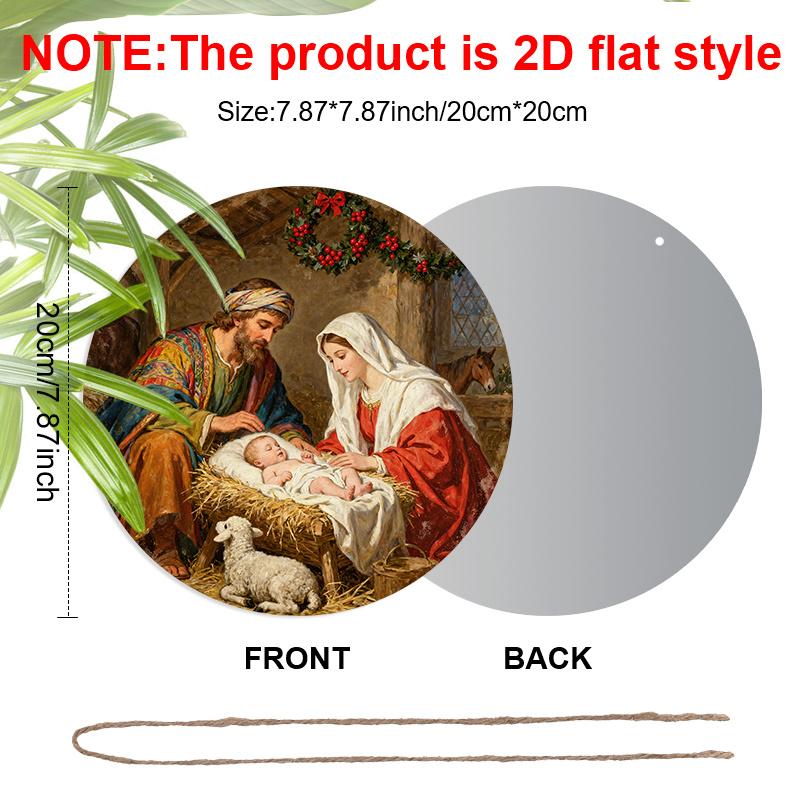 2D Flat Nativity Aluminium Christmas Sign - Navidad Figurine Ornaments with Holy Night - Aluminium Manger Sign - Ideal for Front Door, Wall, Porch