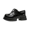 New retro black single shoes women's autumn round head lace-up versatile platform small leather shoes