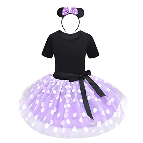 

Dressy Daisy Kids Minnie Mouse Polka Dot Costume for Girls, Birthdays, Parties, Includes Headband, Purple, Ages 5-6
