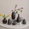 Modern Minimalist Black Ceramic Vase for Home Décor - Small Dried Flower Vase for Living Room