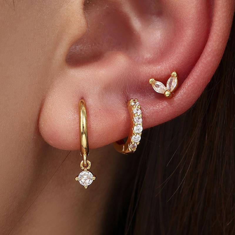 New Arrivals Leaderboard Women's Fashion Loop Single Ear Set Earrings European and American Style Fashionable Women's Copper Stud Earrings