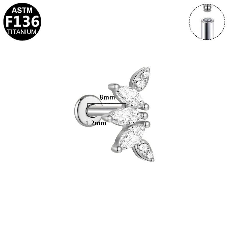 Titanium F136 Moon Threaded Cartilage Stud Earrings - Trendy European & American High-End Fashion